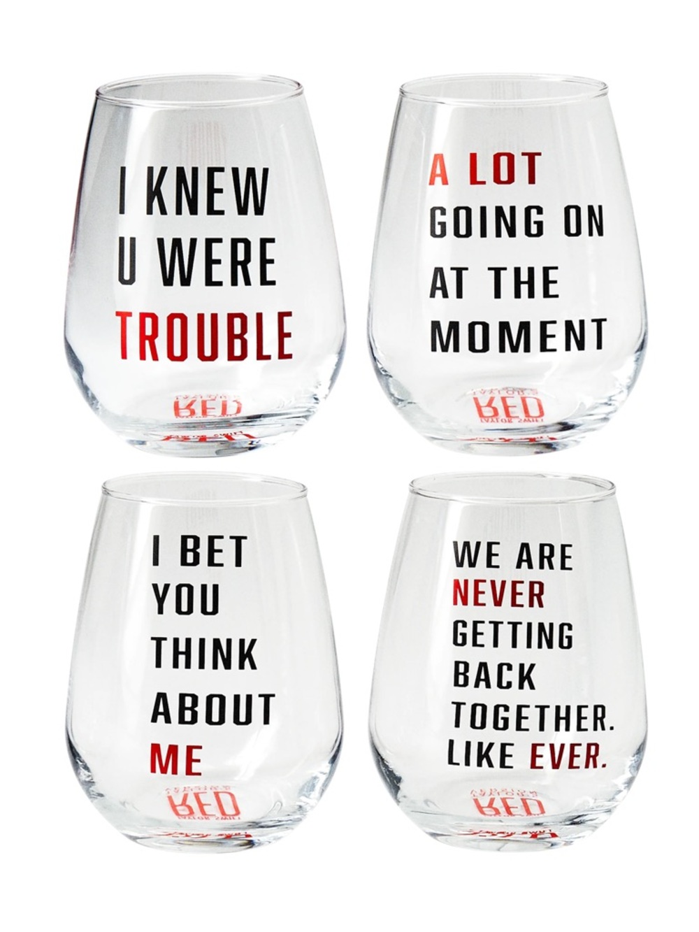 Taylor Swift Red Taylor’s Version Glass Cup Set of 4 Glasses